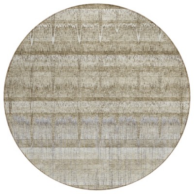 Taupe Gray And Beige Striped Washable Indoor Outdoor Area Rug