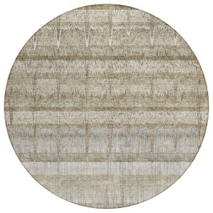 Taupe Gray And Beige Striped Washable Indoor Outdoor Area Rug - 1 of 4