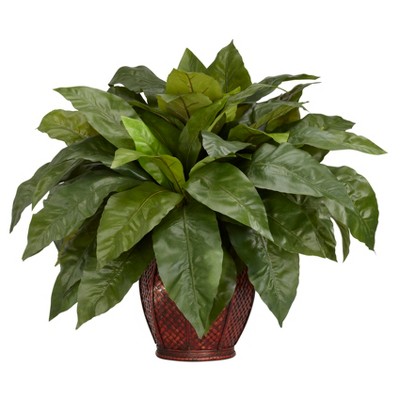 Nearly Natural Birds nest Fern with Decorative Vase Silk Plant