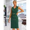 Allegra K Women's Sleeveless V Neck Notched Lapel Double Breasted Belted Work Office Dress - 3 of 4