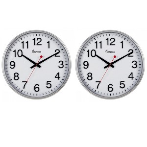 Impecca 18-inch Quiet Movement Wall Clock - Silver Frame, 2 PACK - 1 of 3