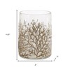 HomeRoots Set of Three Brown And Clear Botanical Leaf Glass Tabletop Votive Candle Holders - 3 of 4