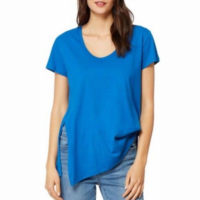 Women's Tuck Asymmetrical Hem Cotton Tencel Shirt - Habitual