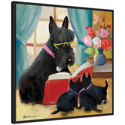 Kate & Laurel All Things Decor 30"x30" Sylvie Story Hour Framed Canvas by Mary Sparrow Black