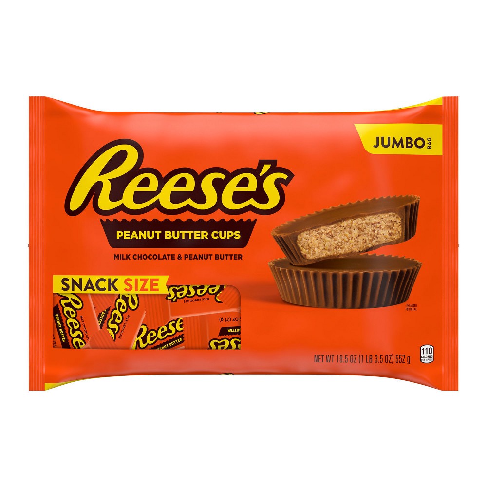 UPC 034000403622 product image for Reese's Peanut Butter Milk Chocolate Cups Halloween Candy Jumbo Snack Size - 19. | upcitemdb.com