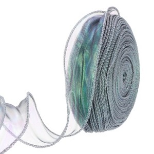 Unique Bargains Gift Wrapping Wide Sheer Wired Pastel Shimmer Iridescent Chiffon Ribbons 1 Pc - 1 of 4