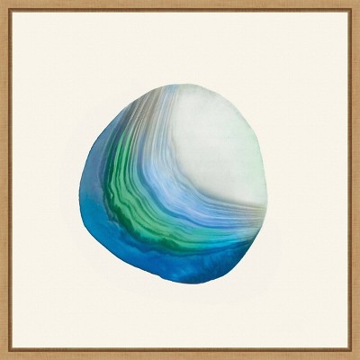Metamorphism III Blue and Green Abstract Canvas Print with Maple Frame