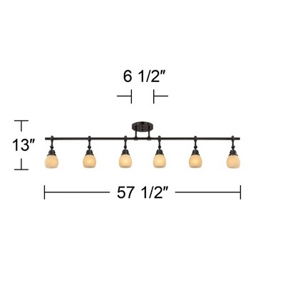 Elm Park 57.5" Bronze Track Light with Amber Glass Shades