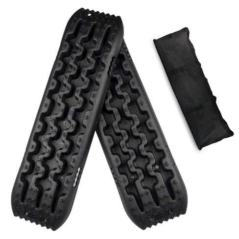 Rugcel Winch Quick Recovery Emergency 4 Wheel Drive Tire Traction Board Mats  W/ Diamond Array Pattern, 4 Mounting Brackets, & Carrying Case, Black :  Target