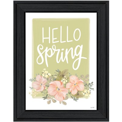 HomeRoots Hello Spring Floral Black Framed Print Wall Art