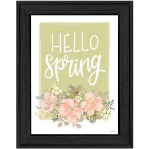 HomeRoots Hello Spring Floral Black Framed Print Wall Art - 1 of 3