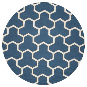 Delmont Texture Wool Rug - Navy Blue / Ivory (6