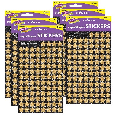 Trend Enterprises TREND Gold Sparkle Stars superShapes Stickers-Sparkle 400 Per Pack 6 Packs