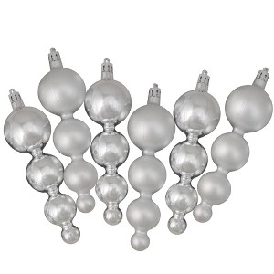 Northlight 6ct Shiny and Matte Finial Shatterproof Christmas Ornament Set 5.75" - Silver - 1 of 1