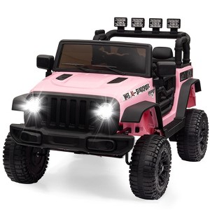 12V Kids Ride On Truck, Battery Powered Toy Car with Remote Control and Dual Motors, Electric Vehicle Truck W/LED Light, Music for Boys Girls 3-8 - 1 of 4