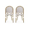 Okak 17.5" Outdoor PE Rattan French Bistro Chairs,Set of 2,Outdoor Accent Chairs with Aluminum Frame&Bamboo Finish,Patio Seating - 2 of 4