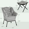 Lazy Chair and Ottoman Set, Fabric Upholstered Accent Chair with Side Pockets, for Living Room, Bedroom - 3 of 4