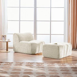 KWPZQEB Lazy Chair with Ottoman, Modern Large Accent Sofa Chair, Fabric Single Sofa Chair, Reading Chair Leisure Sofa Recliner for Apartment - 1 of 4