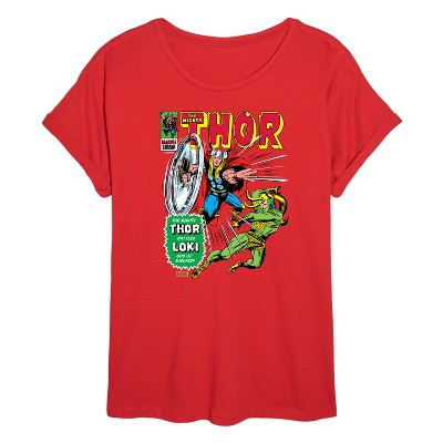 Women's - Marvel - Thor Retro Comic Book Cover Oversized Graphic T-Shirt