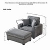 TIRAMISUBEST 55" Oversized Chaise Lounge Chair with Ottoman and Storage, with Cup Holder,Mobile Phone Stand&USB Charging Port, Gray - 3 of 4