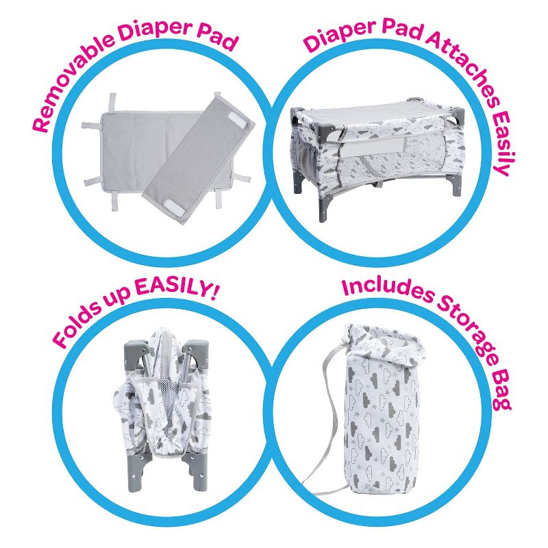 Adora Deluxe Baby Doll Pack-N-Play & Changing Table Set - Twinkle Stars, 4 of 11