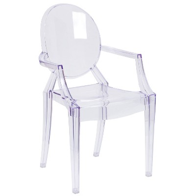 Flash Furniture Ghost Chair with Arms in Transparent Crystal