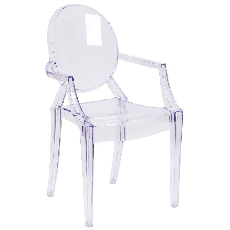 Emma and Oliver Oval Back Ghost Chair with Arms in Transparent Crystal, 1 of 11