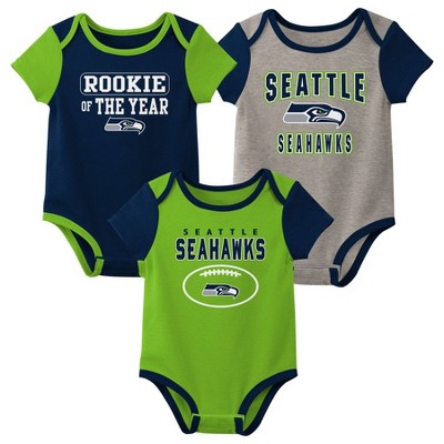 Seahawks Baby Boys 3-Piece Bodysuit, Pant, and Cap Set – babyfans