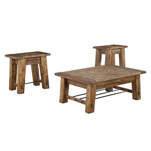 48" Durango Industrial Wood Coffee Table and 2 End Tables - Alaterre Furniture: 3-Piece Set, Nesting Side Design, Modern Stained Finish - 1 of 4