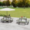 Costway Picnic Table Bench Set for 4-8 People with Umbrella Hole All-Weather HDPE Tabletop Black/Gray/Green/White - 4 of 4