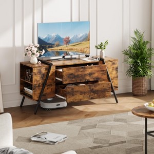 TV Stand for 55 60 Inch TV, Entertainment Center with Adjustable Shelf, 2 Drawers, Metal Feet, Mid Century Vintage Media Console Table - 1 of 4