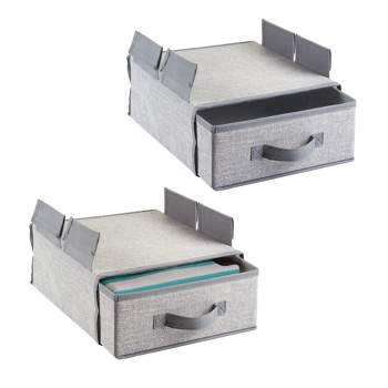 mDesign Fabric Hanging Storage Organizer with Removable Drawer, 2 Pack - Gray