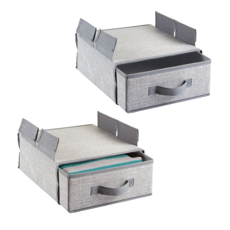 mDesign Fabric Hanging Storage Organizer with Removable Drawer, 2 Pack - Gray, 1 of 9
