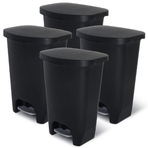 Glad Kitchen Trash Can with Lid and Garbage Bag Rings, 13 Gal, Black, 4 Pack - 1 of 1