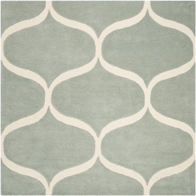 Ivory and Gray Hand-Tufted Wool Square Area Rug