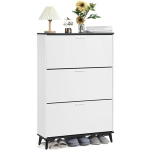 Shoe Cabinet, Shoe Storage Cabinet with 3 Flip Drawers, 47" Freestanding Shoes Organizer with Legs - 1 of 4