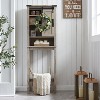 OKD Bathroom Floor Cabinets with Sliding Barn Door & Adjustable Shelves, Farmhouse Over the Toilet Storage Cabinets - 3 of 4