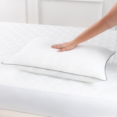 King Size White Hypoallergenic Pillows with Silver Piping - 2 Pack
