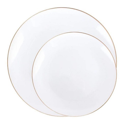 White and gold discount plastic dinner plates