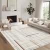 2 x 6 ft Polyester Yarn  Beige Rectangular Hallway Bathroom Entryway Kitchen Office Foldable Geometric Modern Washable Area Rug - 2 of 4