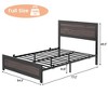 Full Size Bed Frame with Headboard, Industrial Platform Bed Frame with Charging Station - 2 of 4