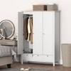 HOMCOM 3 Doors Armoire Wardrobe Closet with 2 Drawers, 69" Clothing Storage Cabinet with Lockable Large Drawer and Hanging Rod for Bedroom - 2 of 4