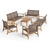 Christopher Knight Home Hampton Outdoor Acacia Wood and Wicker 10 Seater Sofa and Loveseat Chat Set - 2 of 4