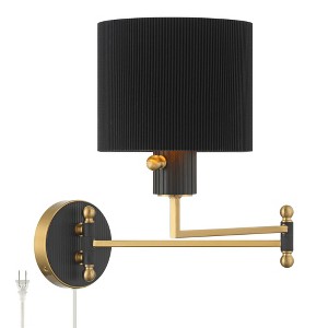 Possini Euro Design Possini Euro Rumi 13 1/4"H Gold and Black Swing-Arm Plug-In Wall Lamp - 1 of 4