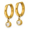 Chisel Stainless Steel Polished Yellow IP-plated CZ Dangle Hoop Earrings - 2 of 4