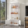 Famapy Modern Glass/Whiskey Wine Rocks,Display Cabinet,Liquor Display Shelf,LED-Lit,Tall Floor-Standing for Home Bar & Living Room - 3 of 4