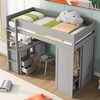 Twin Size Loft Bed with Wardrobes and 2-Drawer Desk with Cabinet - 2 of 4
