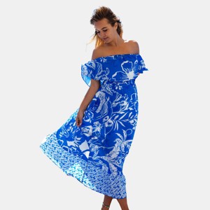 Women's Blue Floral Off-Shoulder Maxi Dress - Cupshe - 1 of 4