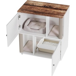 Cat Litter Box Enclosure for 2 Cats, Double Hidden Litter Box Furniture Cabinet with 2 Scratch Mat and Scratch Post - 1 of 4