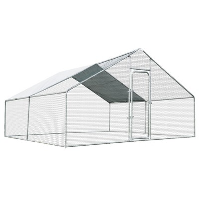 Costway Large Walk In Chicken Coop Run House Shade Cage 13'x13' with Roof Cover Backyard